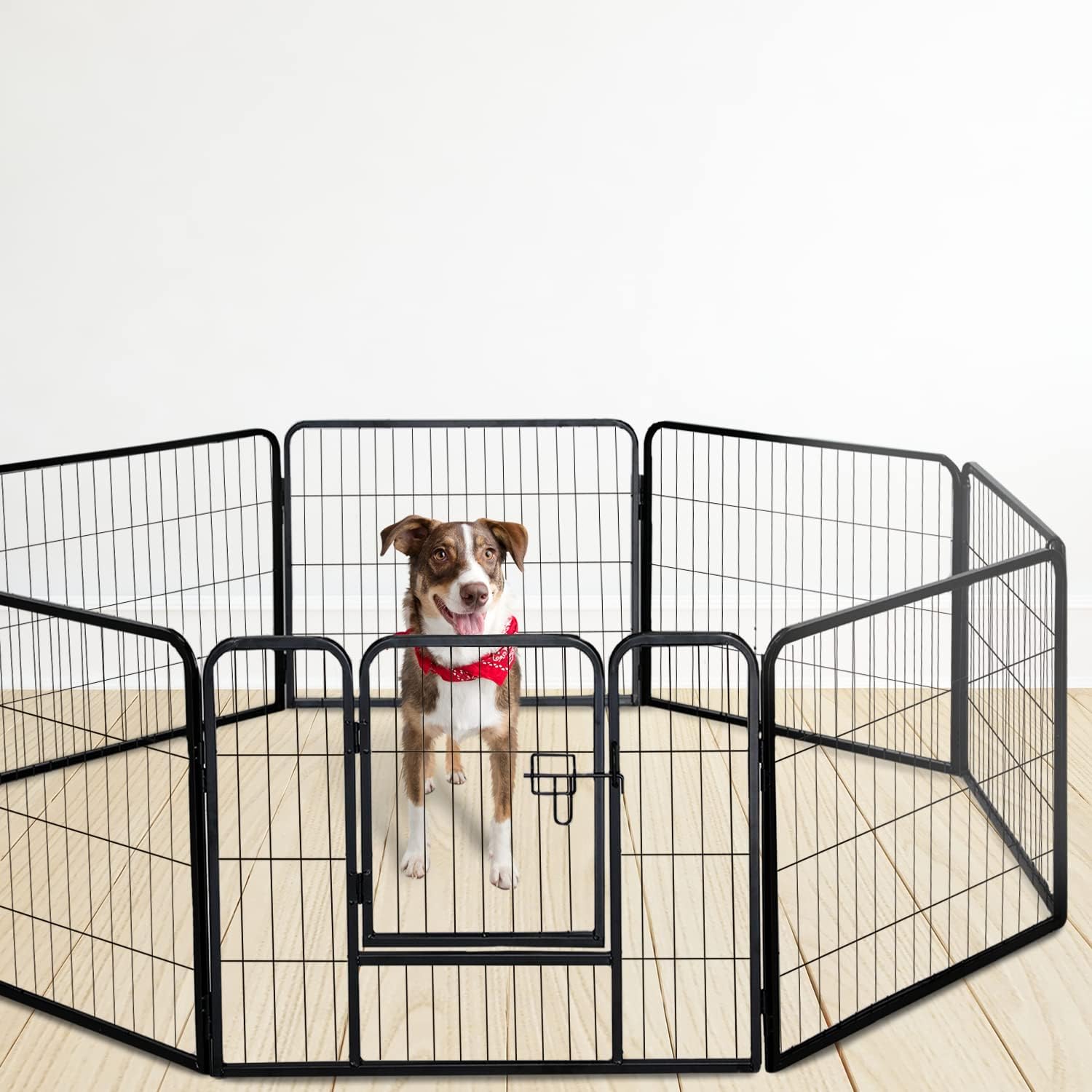 FurDreams Adjustable Shape Dog Play Pen - 8-Panel Heavy Duty Metal Pet Pen, Foldable & Portable, Safe & Secure Cage for Dogs, Puppies, Cats, and Rabbits - Ideal for Indoor & Outdoor Use