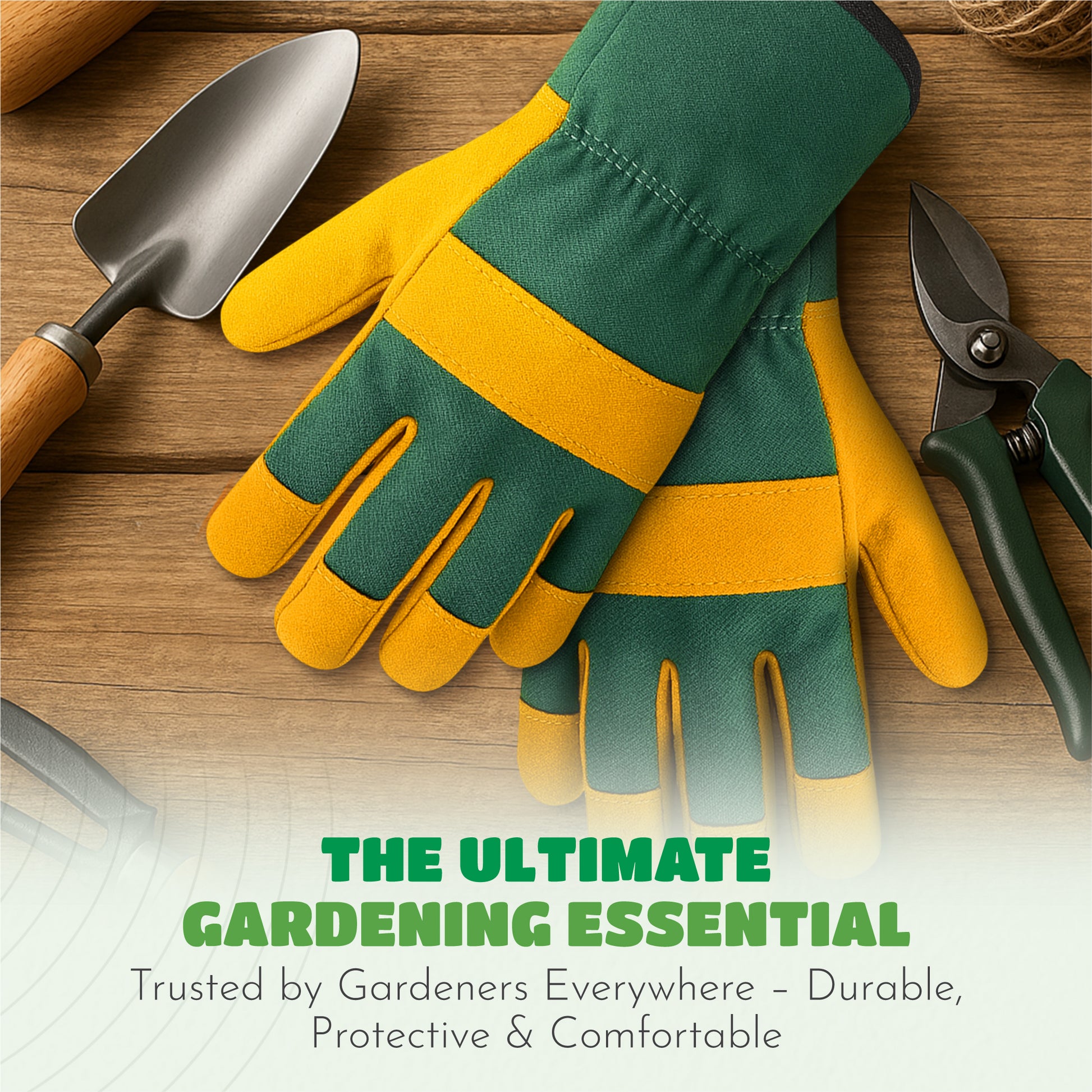 Cowhide Leather Gardening Gloves Yellow & Green – image 6