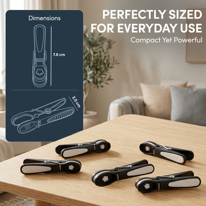 Black Clothes Pegs with Metal Springs - 24 Pack