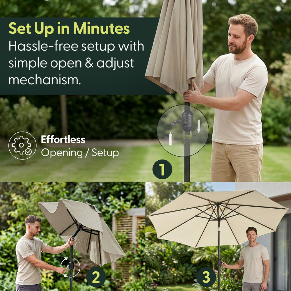 Keplin - Tilting Garden Parasol with Cover - 2.3m / 6 Ribs / 180gsm – image 19