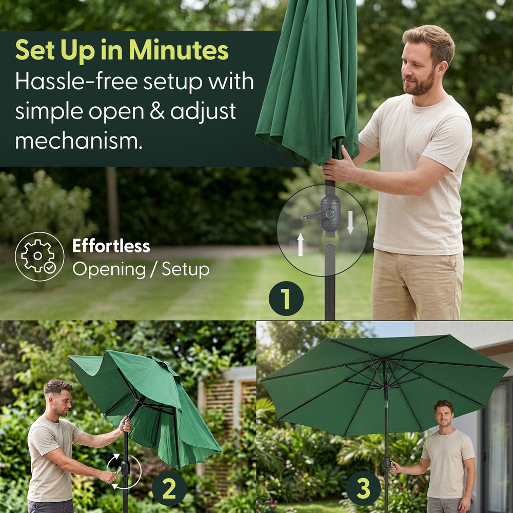 2.3m Tilting Garden Parasol with Cover for 4 Seater Tables