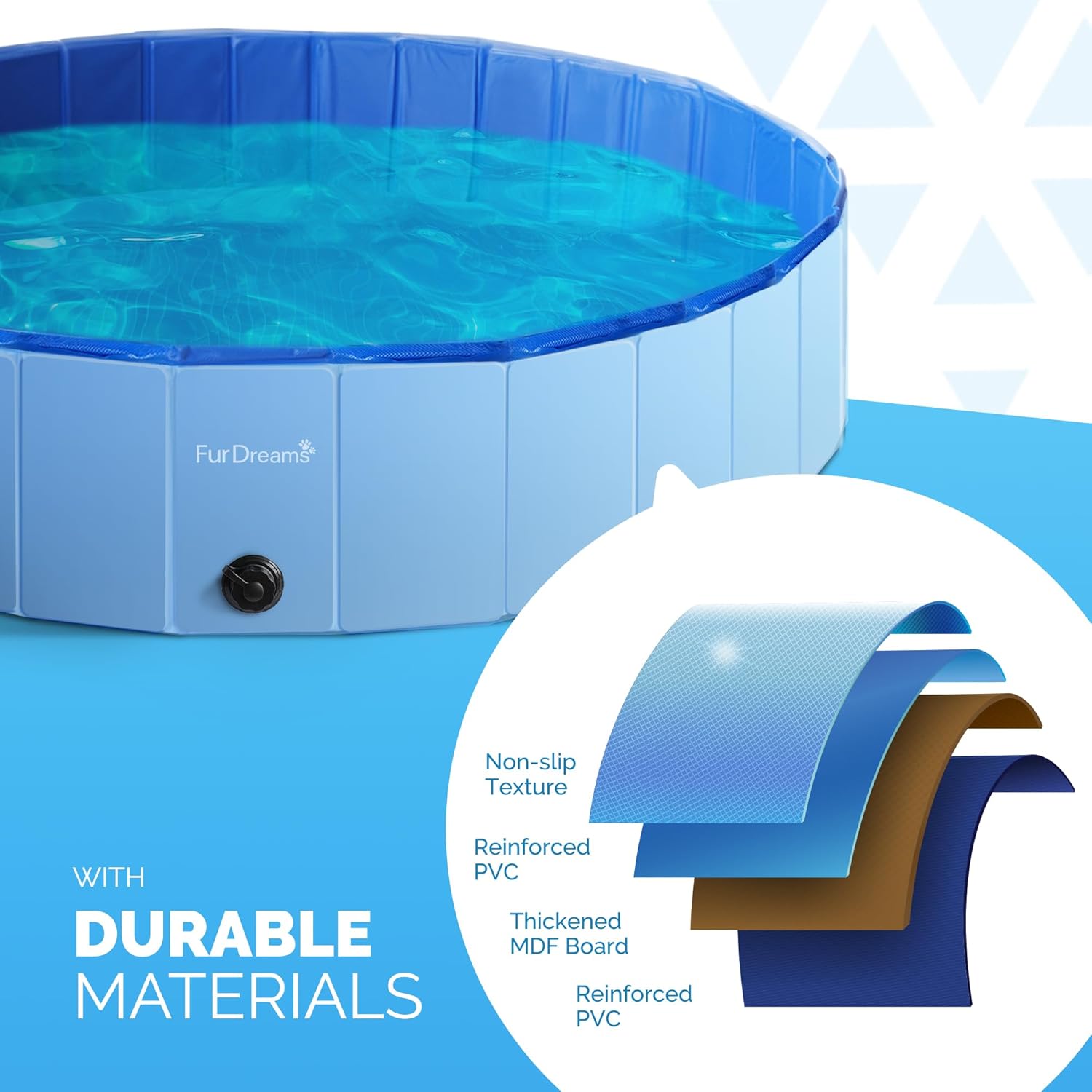 FurDreams Foldable Pet Swimming Pool – Hard Plastic Dog Bathtub, Portable Multi-Functional PVC Kiddie Pool with Non-Slip Base – Perfect for Children, Cats, Puppies, and Summer Fun