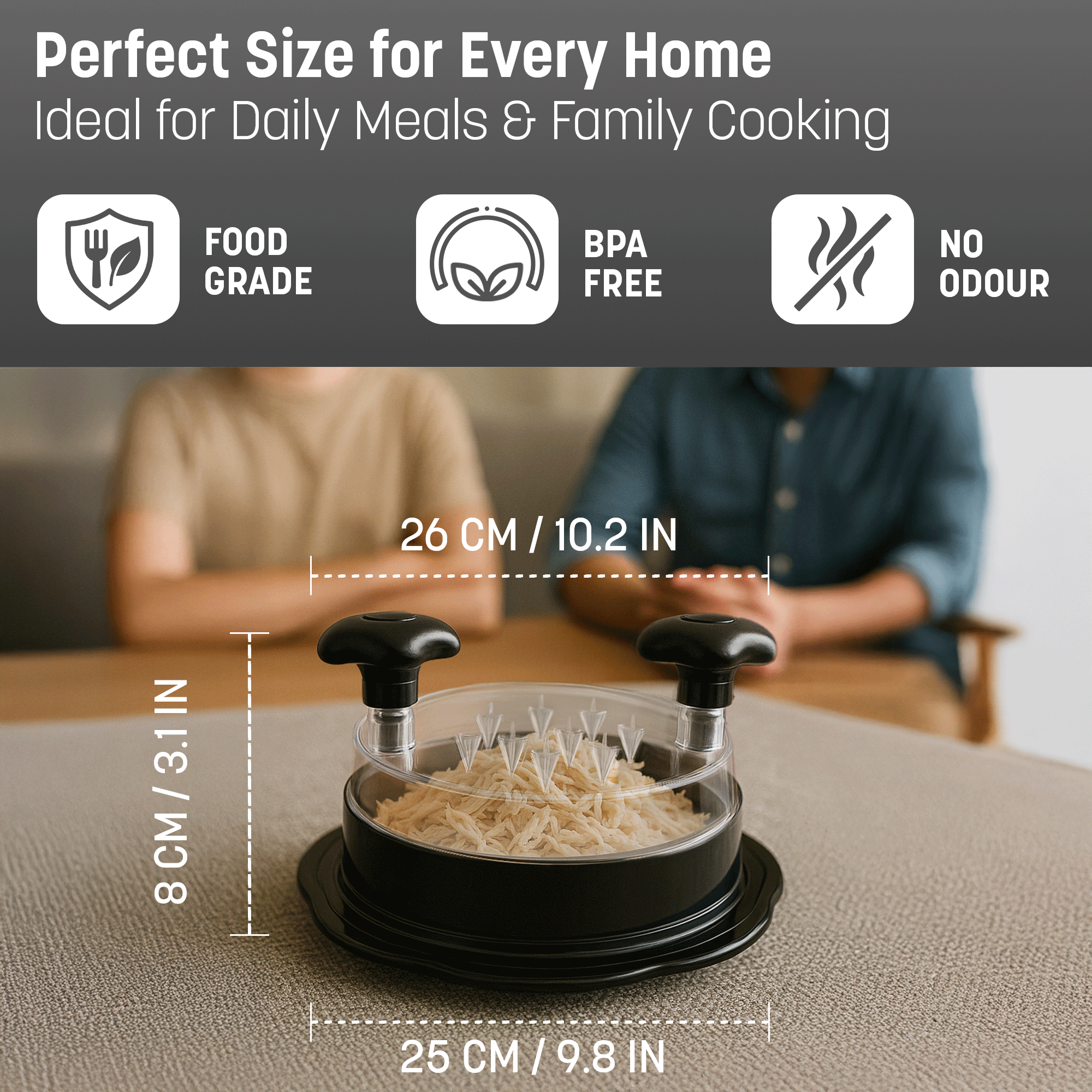 KEPLIN Chicken Shredder Tool - BPA-Free Meat Shredder with Anti-Slip Base & Ergonomic Grip - Dishwasher Safe Poultry Shredding Tool for Chicken, Pork, Beef - Quick Manual Meat Shredder