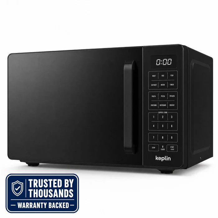 Keplin compact 800W 20L microwave oven with mirror glass door and touch controls - front view