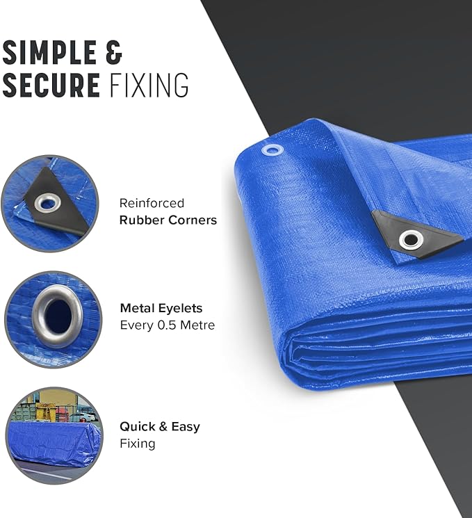 Keplin Heavy-Duty Waterproof Tarpaulin Cover Sheet - Mould-Resistant PE Material with Reinforced Edges & Metal Eyelets - Easy to Wash, Green - Perfect for Indoor & Outdoor Protection