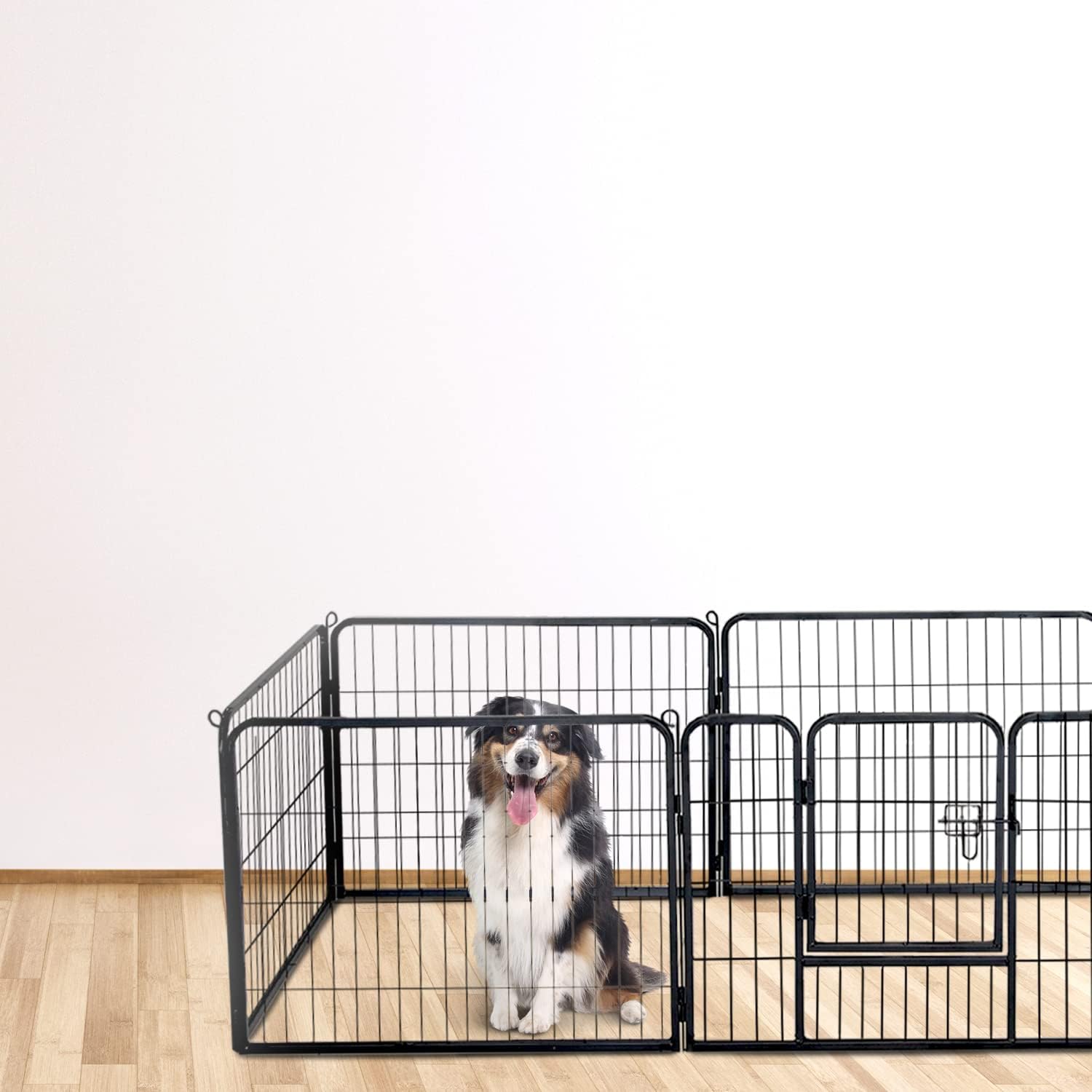 FurDreams Adjustable Shape Dog Play Pen - 8-Panel Heavy Duty Metal Pet Pen, Foldable & Portable, Safe & Secure Cage for Dogs, Puppies, Cats, and Rabbits - Ideal for Indoor & Outdoor Use