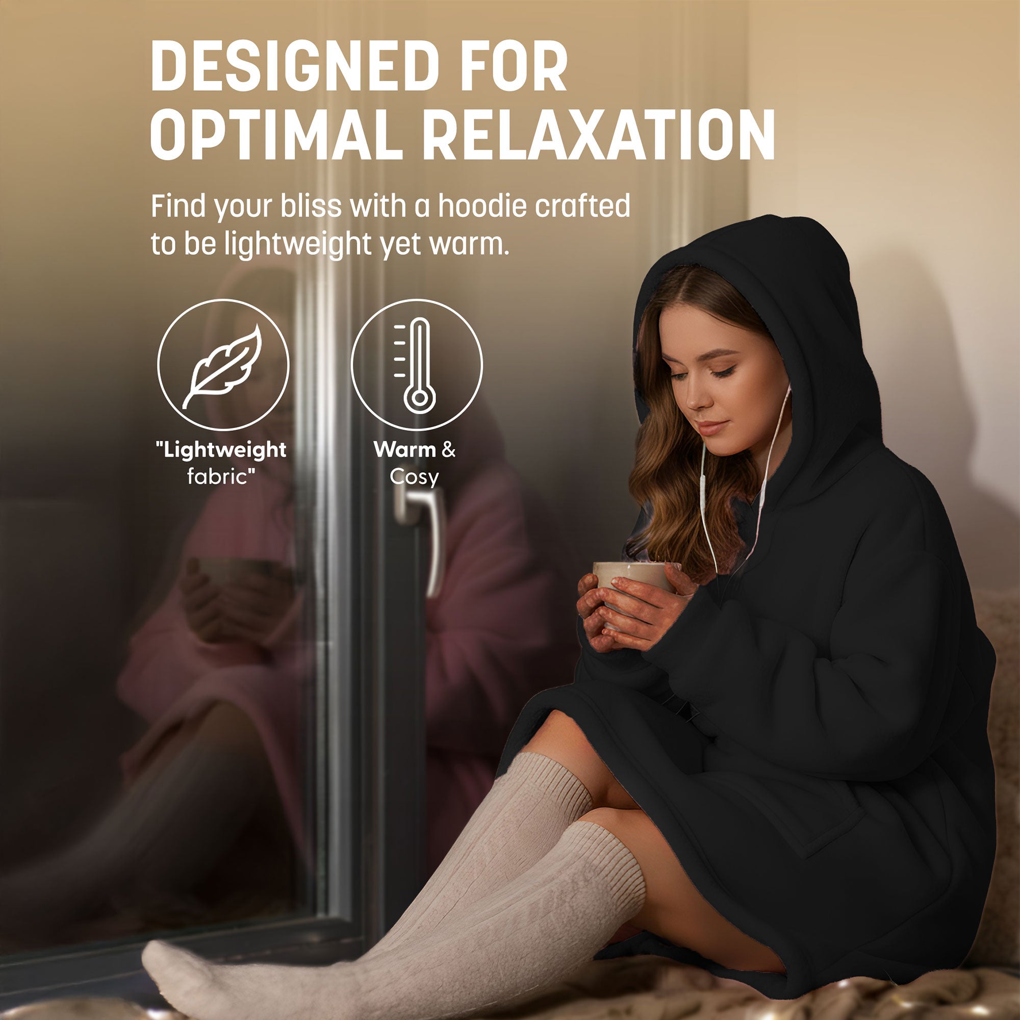 Oversized Blanket Hoodie - Thermal, Soft & Comfortable and Long Length Throw Hoodie