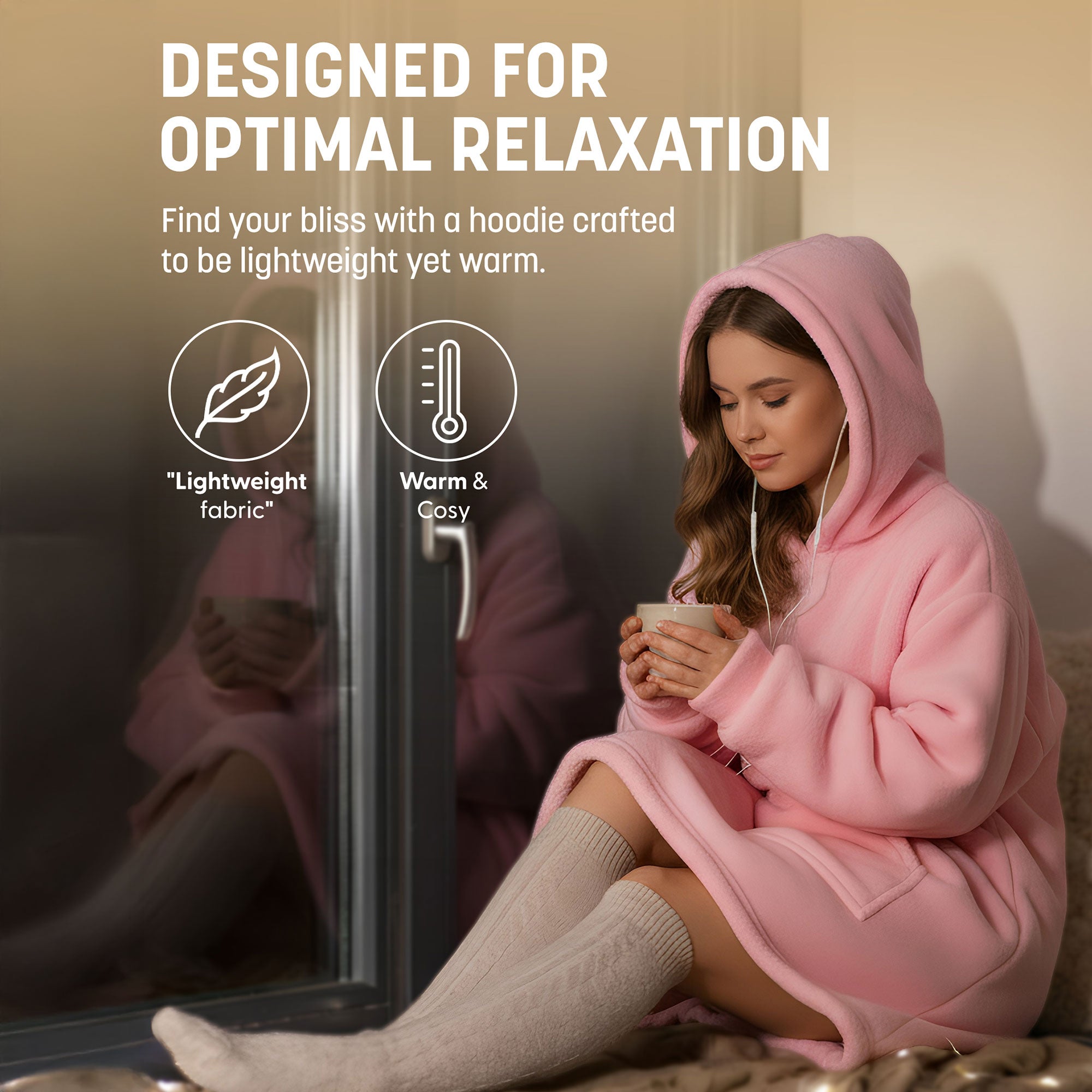 Oversized Blanket Hoodie - Thermal, Soft & Comfortable and Long Length Throw Hoodie