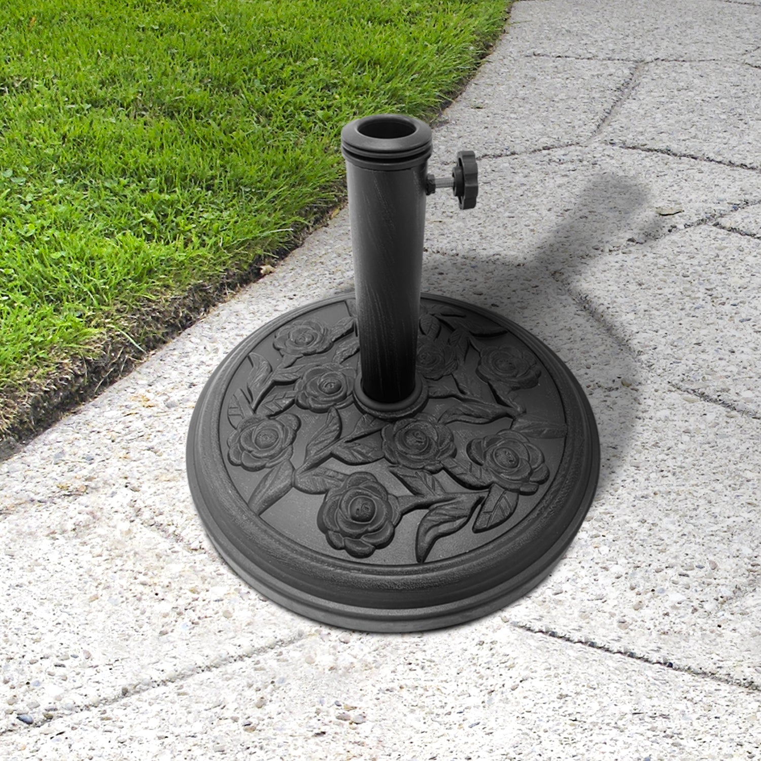 Buy Cast Iron Effect Parasol Base with Floral Pattern Online - UK