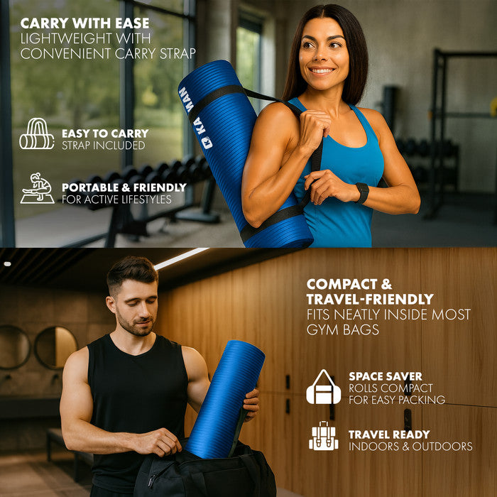 KAYMAN Yoga Mat – Extra Thick Foam Exercise Mat for Pilates, Stretching, Resistance Workouts & Therapy | Ideal for Home & Gym | 183 x 60cm