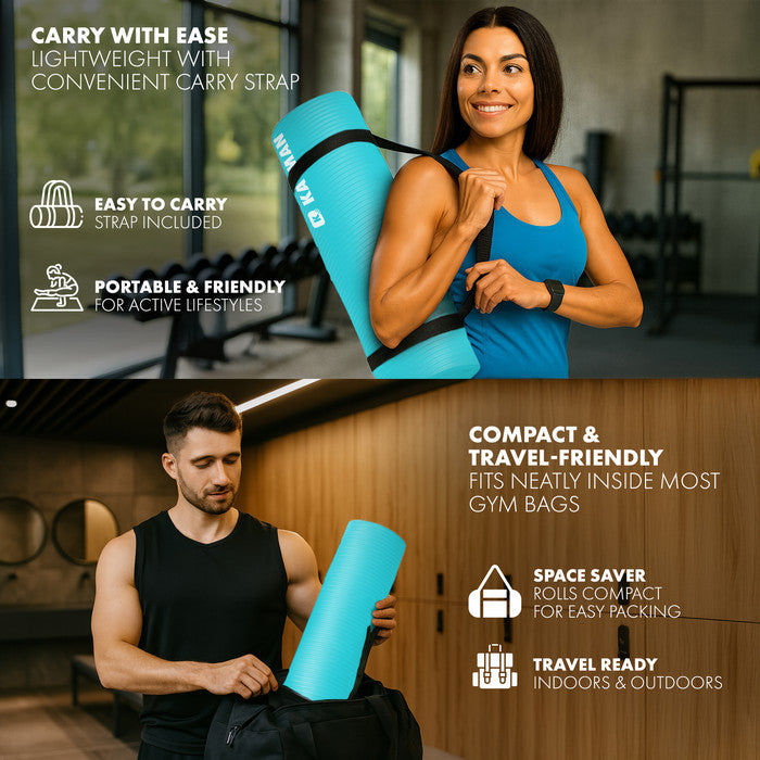 KAYMAN Yoga Mat – Extra Thick Foam Exercise Mat for Pilates, Stretching, Resistance Workouts & Therapy | Ideal for Home & Gym | 183 x 60cm