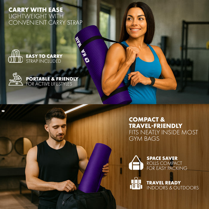 KAYMAN Yoga Mat – Extra Thick Foam Exercise Mat for Pilates, Stretching, Resistance Workouts & Therapy | Ideal for Home & Gym | 183 x 60cm