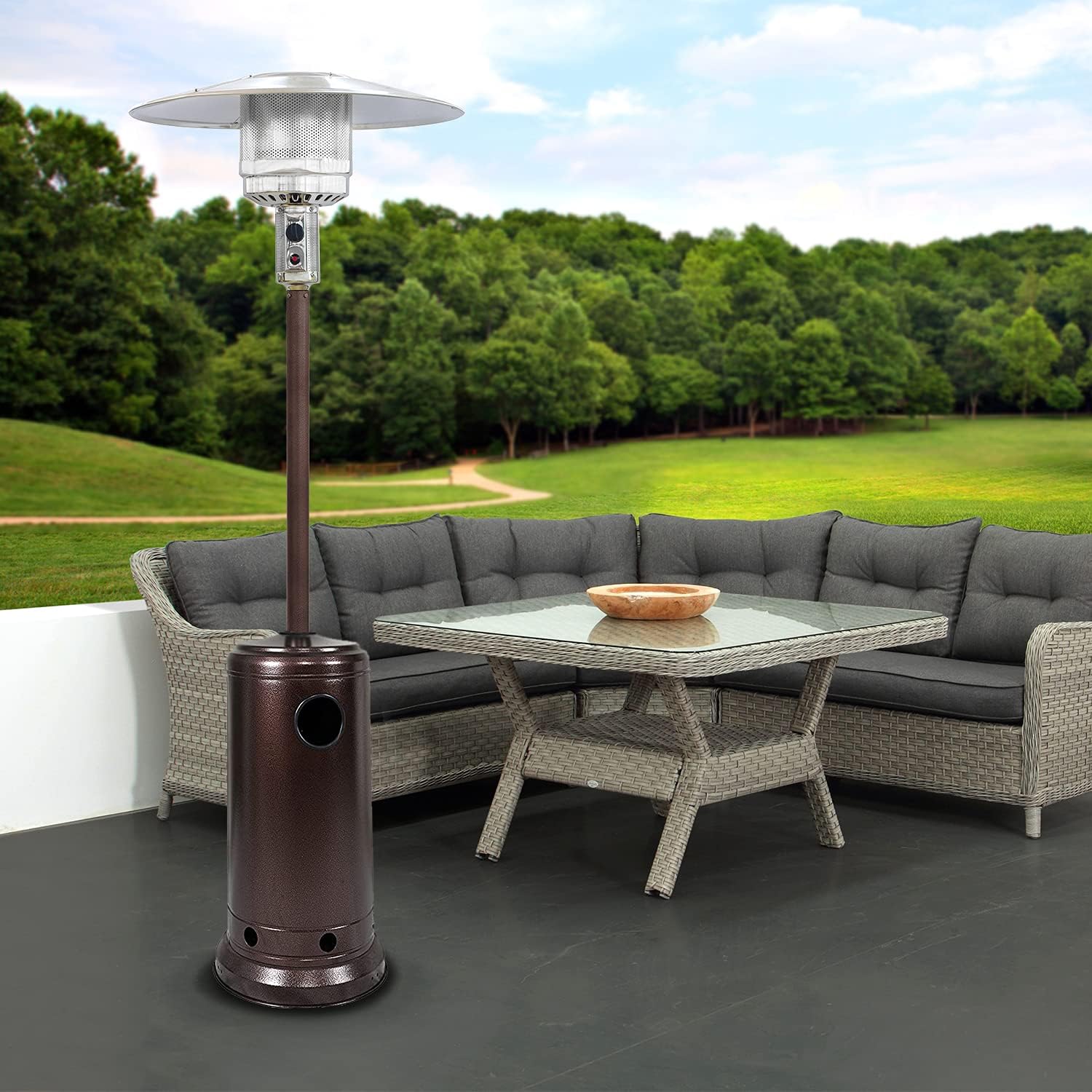 Keplin Outdoor Patio Gas Heater – High Output Propane, Butane, LPG Compatible Heater for Cafes, Restaurants & Gardens – Durable, Safety Features, Mobile with Wheels & Piezoelectric Ignition