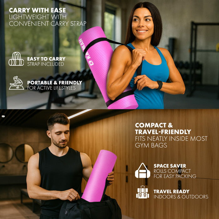 KAYMAN Yoga Mat – Extra Thick Foam Exercise Mat for Pilates, Stretching, Resistance Workouts & Therapy | Ideal for Home & Gym | 183 x 60cm