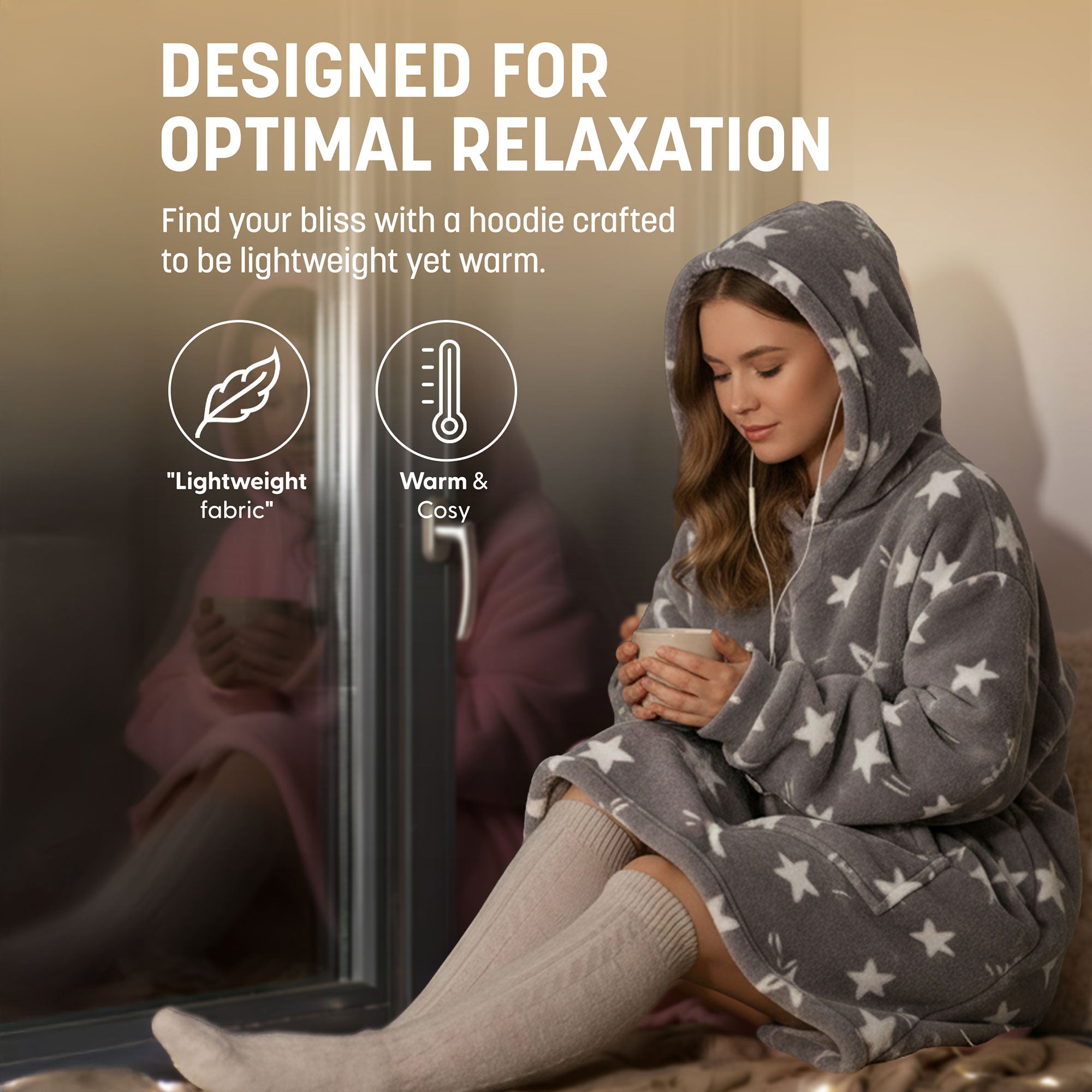 Oversized Blanket Hoodie - Thermal, Soft & Comfortable and Long Length Throw Hoodie