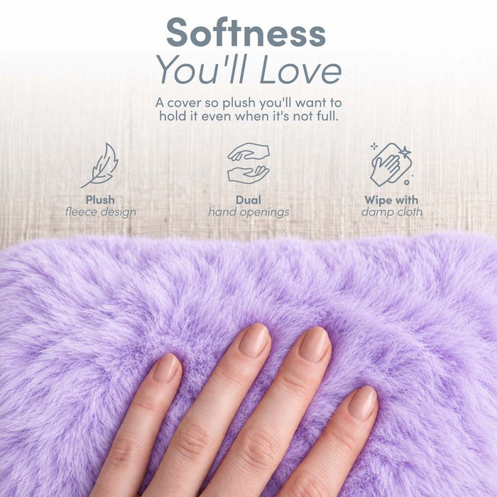 Faux Fur Hot Water Bottle - Soft Cover, Natural Rubber