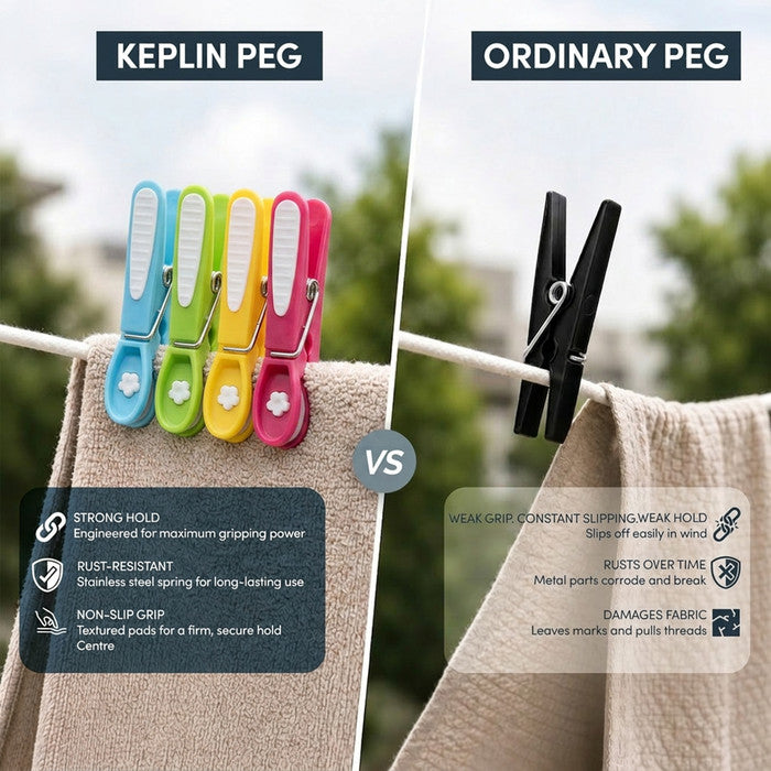 Multicolour Clothes Pegs for Washing Line - 20 Pack