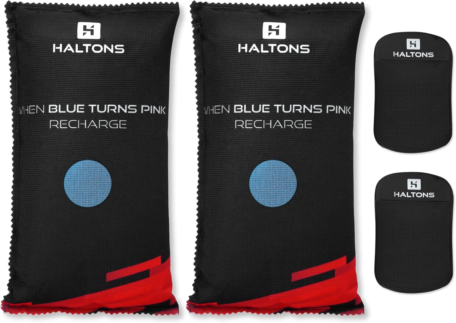 Haltons Silica Gel Dehumidifier 1kg & 350g - Reusable Moisture Absorber with Built-in Indicator & Anti-Slip Pad - Prevents Dampness & Condensation - Ideal for Cars, Closets, Storage - 28x16x4cm