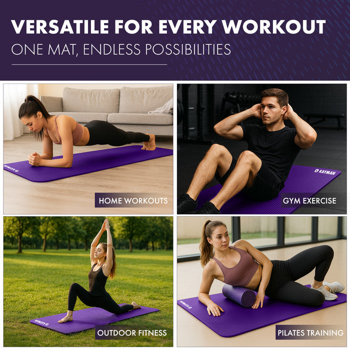 KAYMAN Yoga Mat – Extra Thick Foam Exercise Mat for Pilates, Stretching, Resistance Workouts & Therapy | Ideal for Home & Gym | 183 x 60cm
