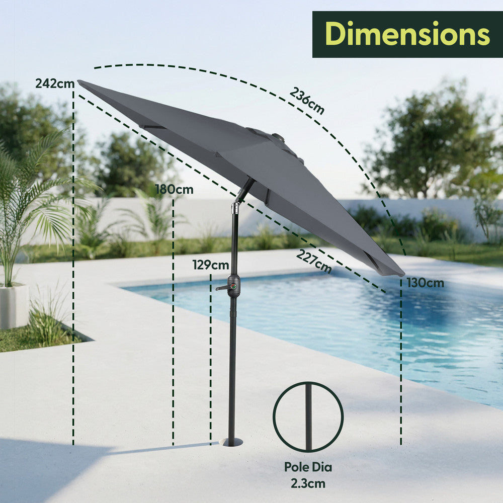 Keplin - Tilting Garden Parasol with Cover - 2.3m / 6 Ribs / 180gsm – image 9
