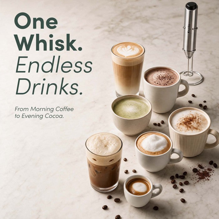 Electric Handheld Milk Frother with Stand