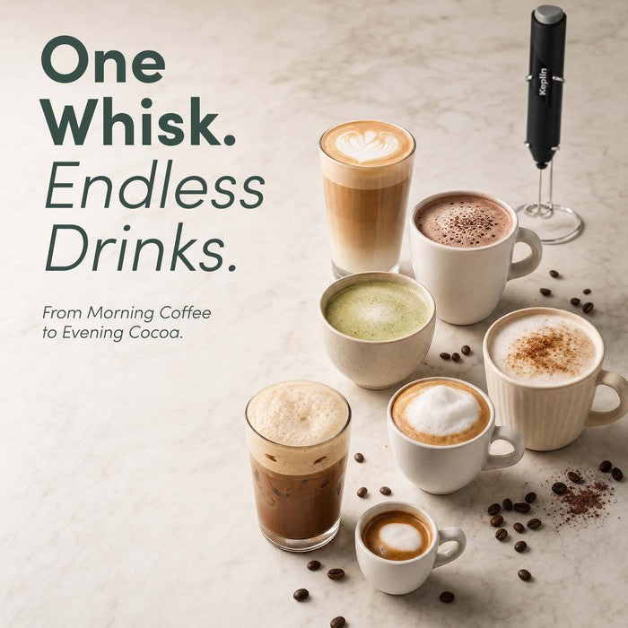 Electric Handheld Milk Frother with Stand