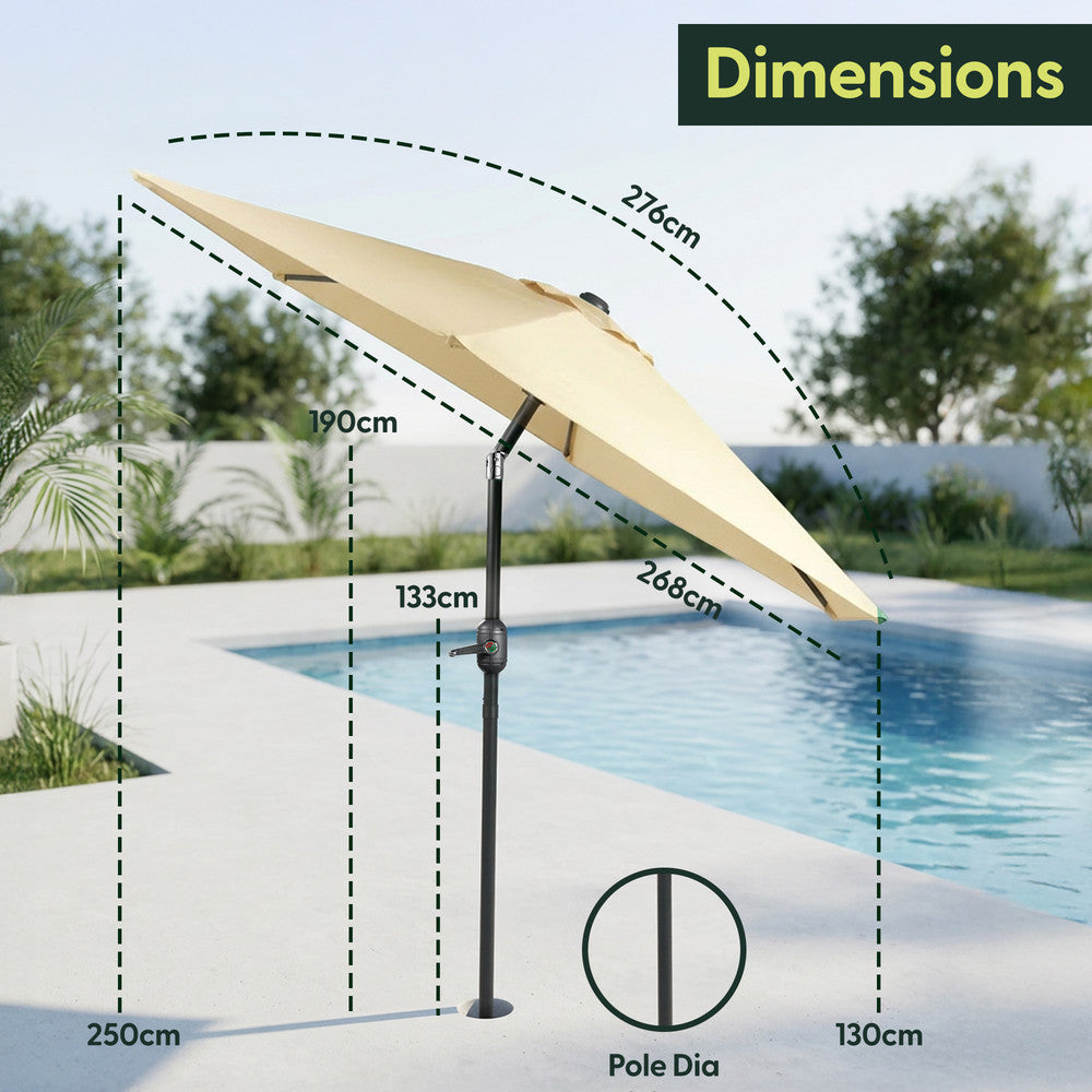 Keplin - Tilting Garden Parasol with Cover - 2.7m / 6 Ribs / 180gsm – image 20