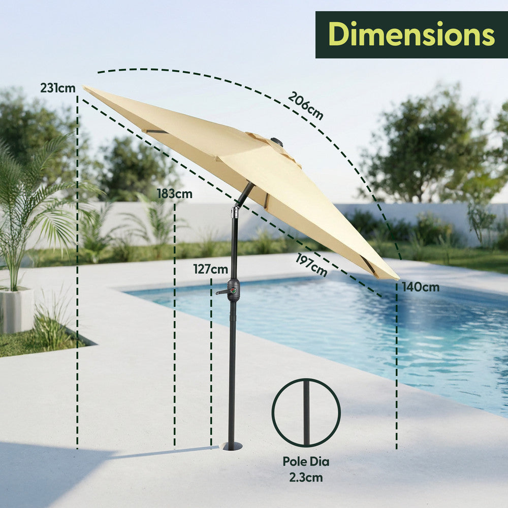 Keplin - Tilting Garden Parasol with Cover - 2m / 6 Ribs / 180gsm – image 21