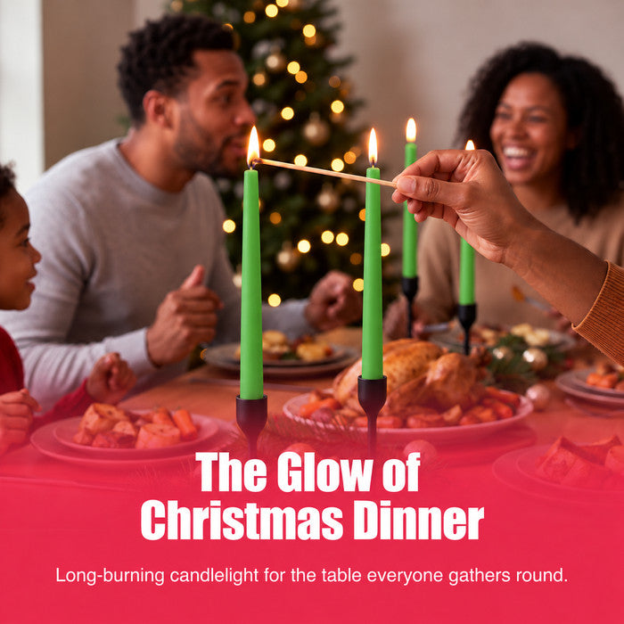 Haltons Tapered Dinner Candles - 50pk - 7-Hour Burn Time Dinner Candles, Unscented, Non-Drip & Smoke Free