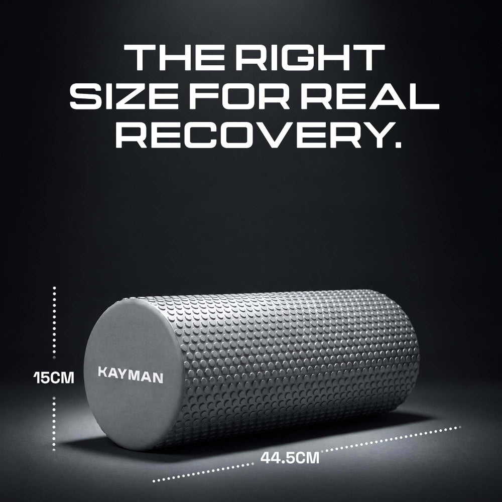KAYMAN Sports Foam Roller – Deep Tissue Muscle Tension Relief & Circulation Boost | Portable & Lightweight Self Massager for Back, Legs, Gym, Pilates & Yoga | EVA Foam - 44.5cm