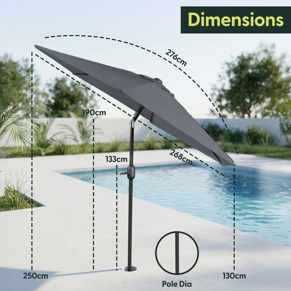 Keplin - Tilting Garden Parasol with Cover - 2.7m / 6 Ribs / 180gsm – image 10