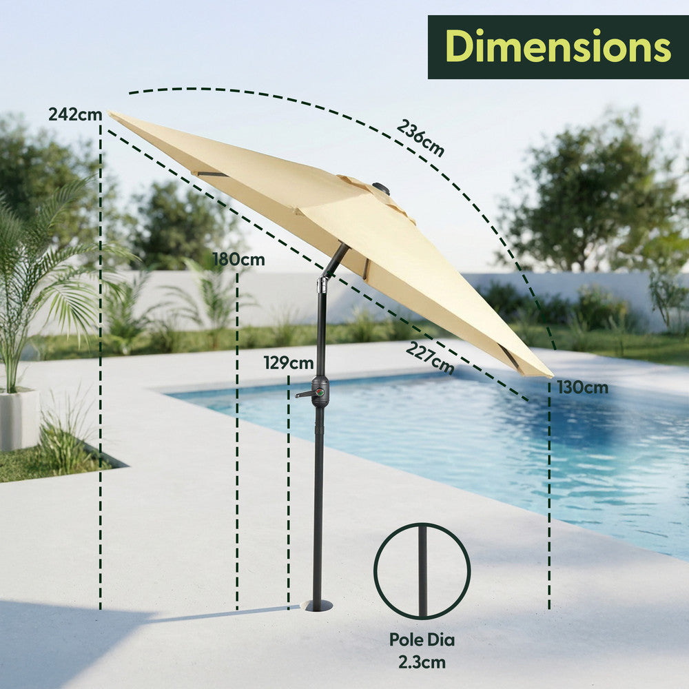 Keplin - Tilting Garden Parasol with Cover - 2.3m / 6 Ribs / 180gsm – image 21