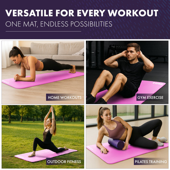 KAYMAN Yoga Mat – Extra Thick Foam Exercise Mat for Pilates, Stretching, Resistance Workouts & Therapy | Ideal for Home & Gym | 183 x 60cm
