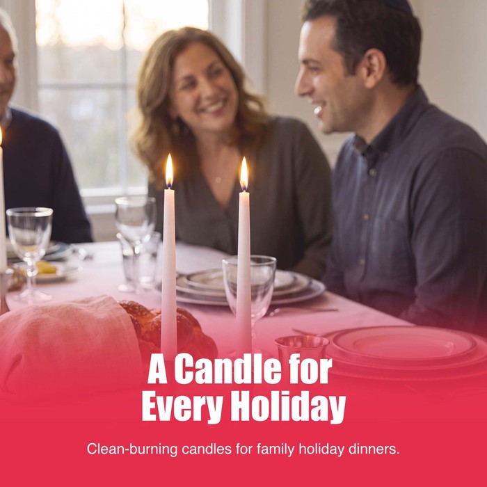 Haltons Tapered Dinner Candles - 50pk - 7-Hour Burn Time Dinner Candles, Unscented, Non-Drip & Smoke Free