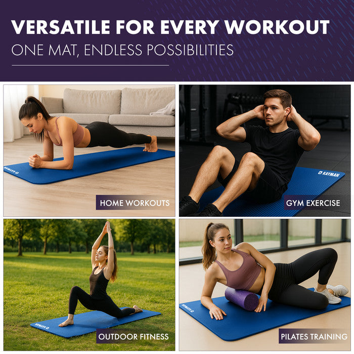KAYMAN Yoga Mat – Extra Thick Foam Exercise Mat for Pilates, Stretching, Resistance Workouts & Therapy | Ideal for Home & Gym | 183 x 60cm