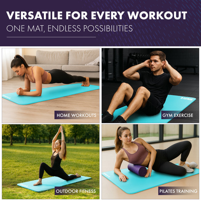 KAYMAN Yoga Mat – Extra Thick Foam Exercise Mat for Pilates, Stretching, Resistance Workouts & Therapy | Ideal for Home & Gym | 183 x 60cm