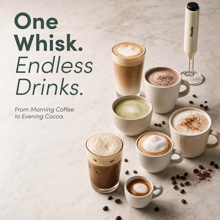 Electric Handheld Milk Frother with Stand