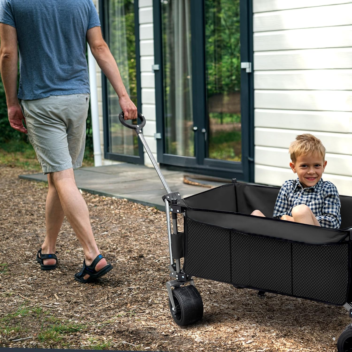 Voyager Collapsible Camping Wagon – Portable Foldable Utility Wagon with 360° Wheels, Adjustable Handle, Heavy Duty 150kg Capacity