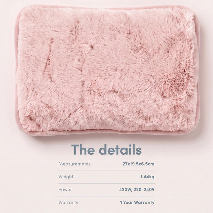 Blush electric hot water bottle, 27x19.5x6.5cm, 1.44kg and 420W mains power