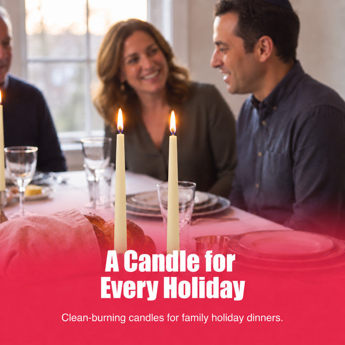 Haltons Tapered Dinner Candles - 50pk - 7-Hour Burn Time Dinner Candles, Unscented, Non-Drip & Smoke Free