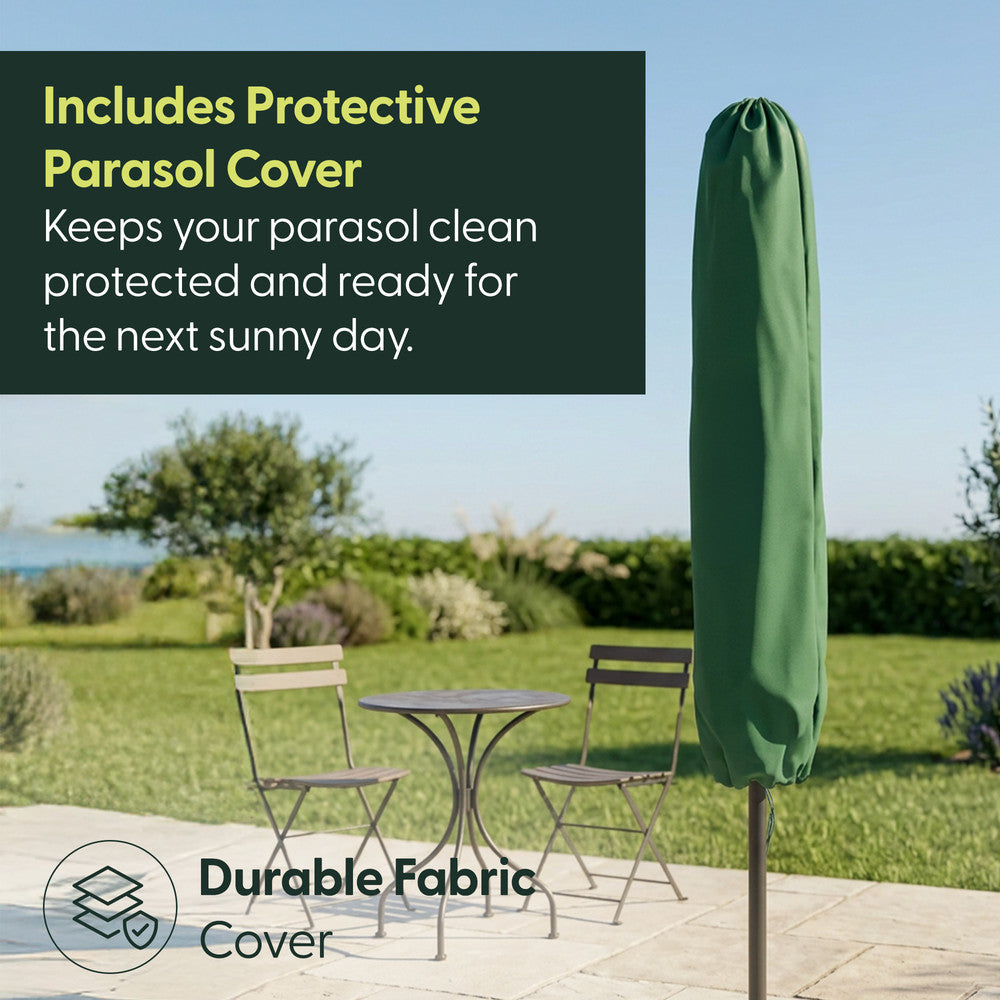 2m Tilting Garden Parasol with Cover - Compact Patio & Balcony Parasol