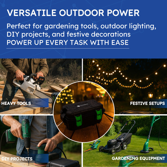 Desiretech Weatherproof Outdoor Electric Box, 4 Gang, 10m Lead
