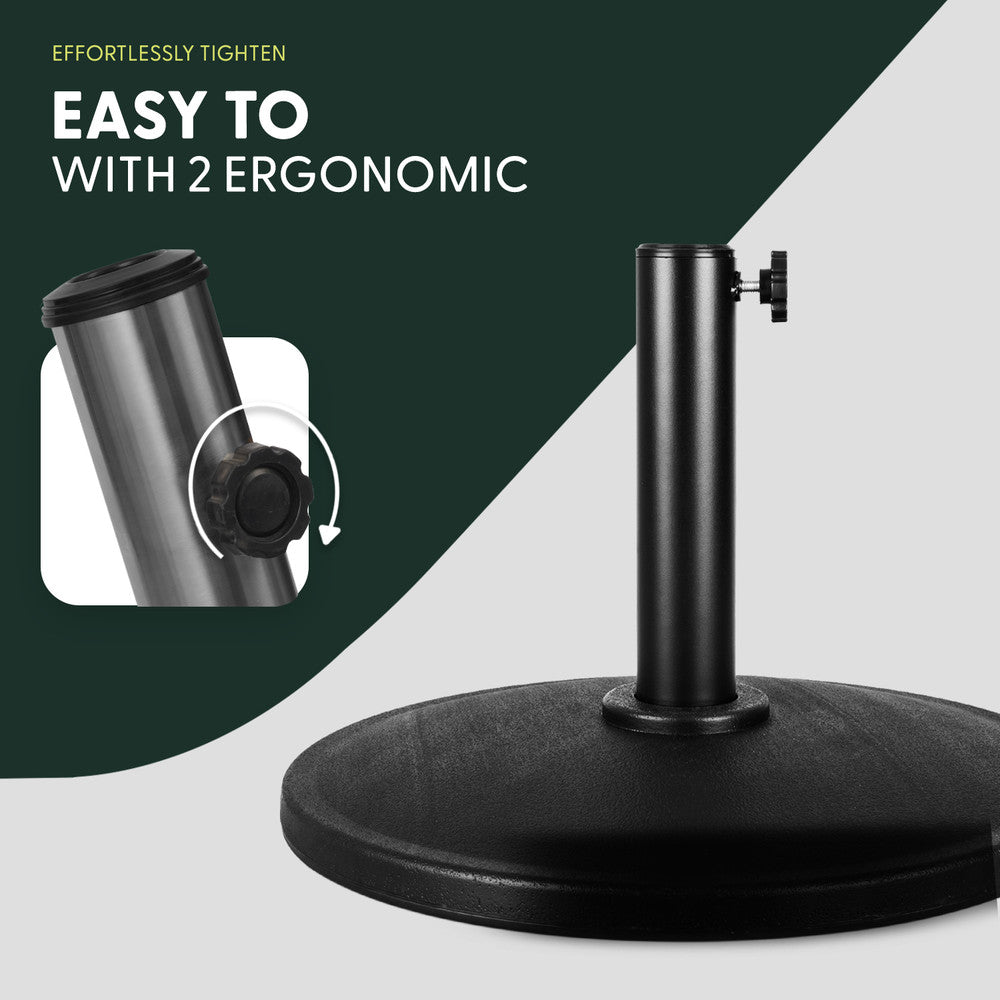 9kg Black Cast Iron Effect Parasol Base Assembly – Easy Setup Garden Stand UK