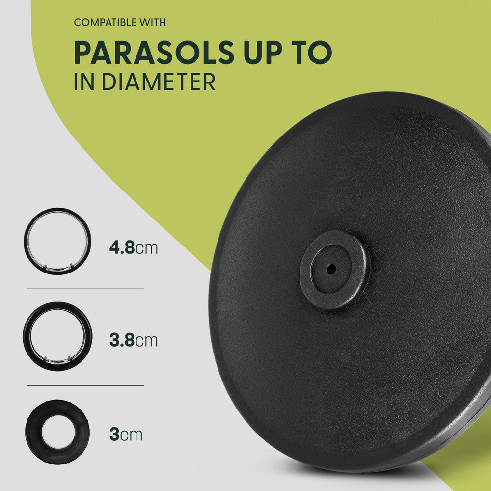 Black Cast Iron Effect Parasol Base Compatible Pole Sizes – 40mm 50mm 55mm Adapters UK