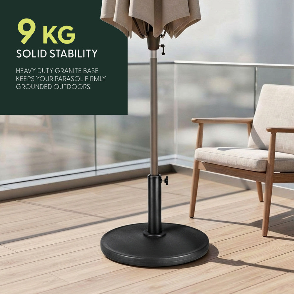 9kg Black Cast Iron Effect Parasol Base Weight – Stable Garden Umbrella Stand UK