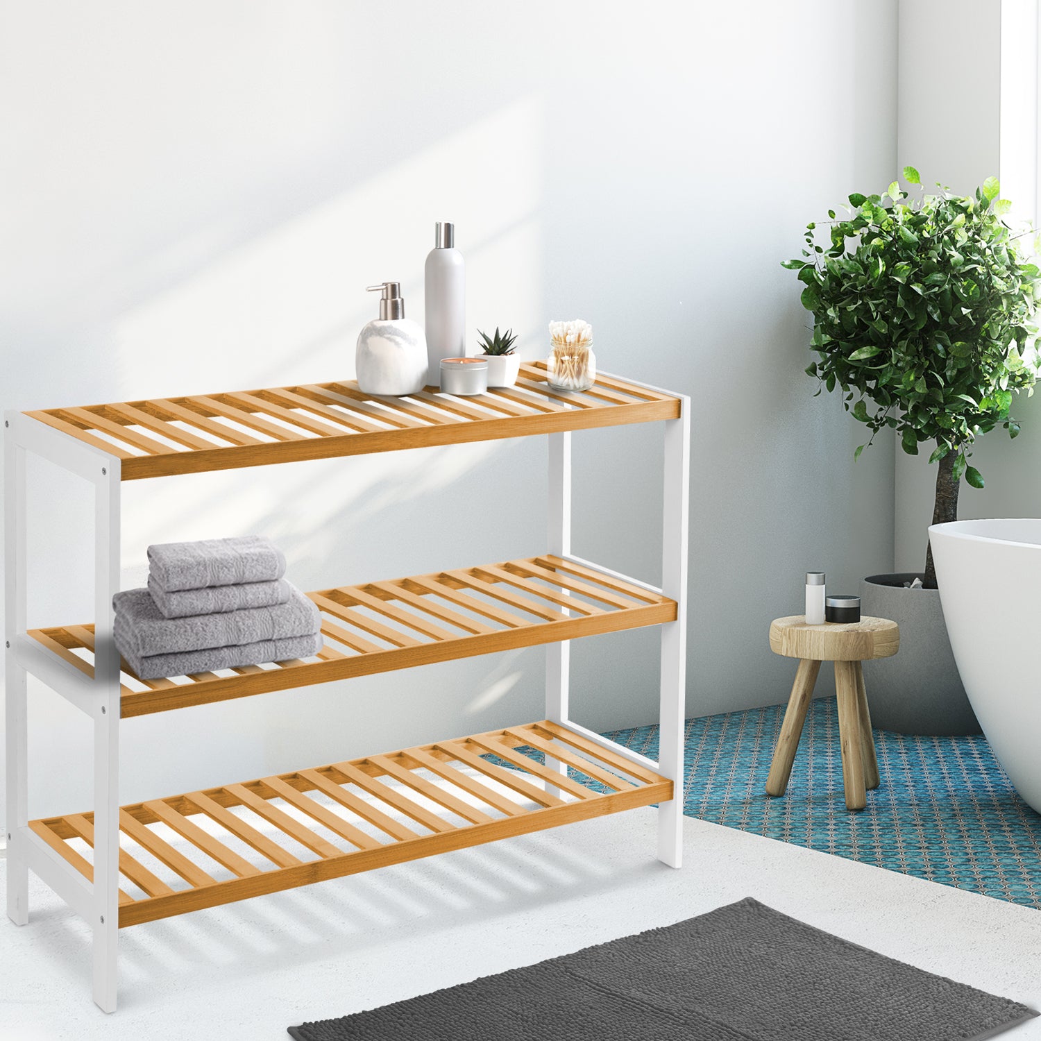 3-Tier Bamboo Shoe Rack - Wooden Shoe Organiser with Large Storage Capacity