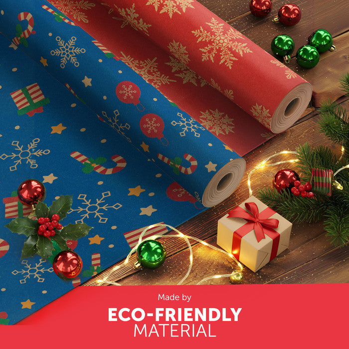 Kraft & Co Christmas Wrapping Paper Roll, 2 Pack