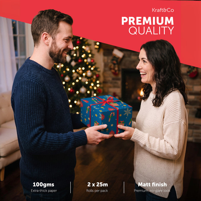 Kraft & Co Christmas Wrapping Paper Roll, 2 Pack