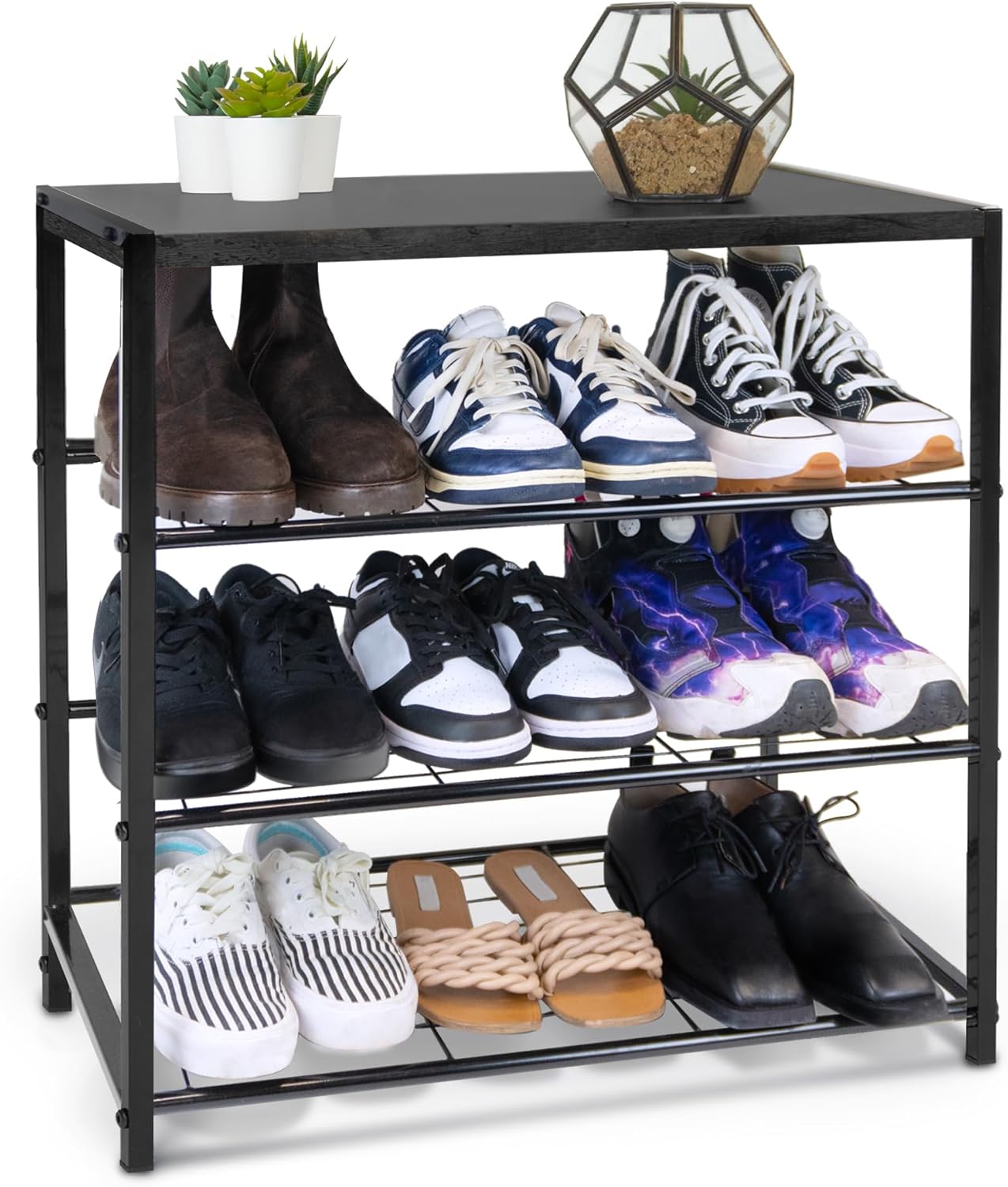 4-Tier Shoe Rack with Shelf