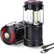 Voyager 6-in-1 portable camping lantern 2-pack black – torch, strobe and SOS modes for UK camping